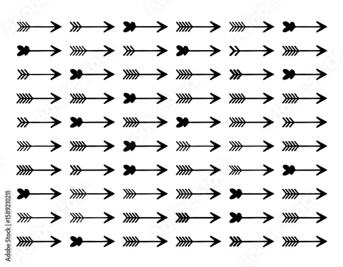 Black Hand Drawn Style Arrows in a Repeating Pattern Background
