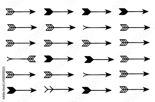 Set of Hand Drawn Tribal Style Arrows Vector Collection
