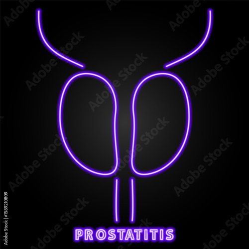 prostatitis neon sign, modern glowing banner design, colorful modern design trends on black background. Vector illustration.
