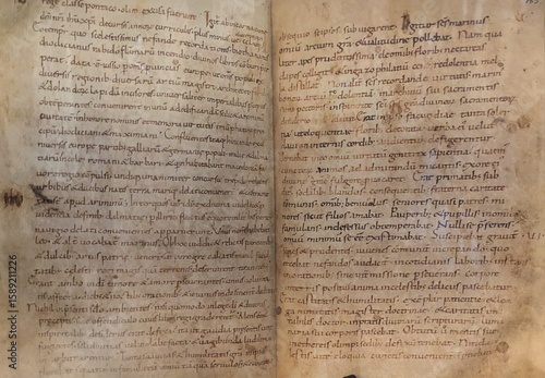 Medieval Writing in Old Manuscripts - A Close-Up of Vintage Handwritten Historical Documents