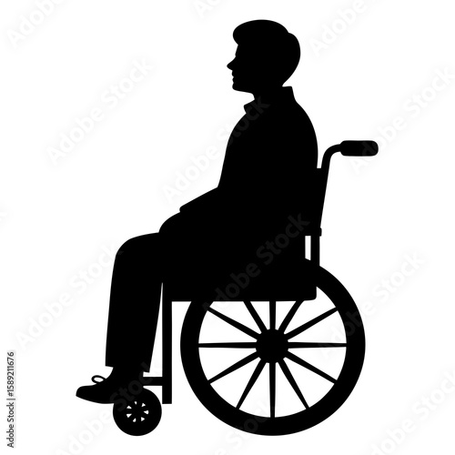 Person in wheelchair silhouette black white