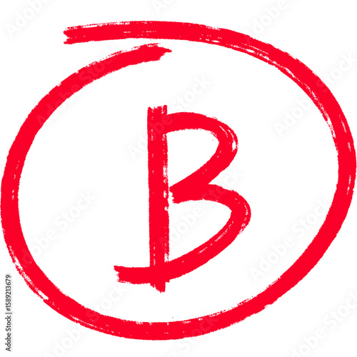 Handwritten grade B in red pen. Hand drawn score test