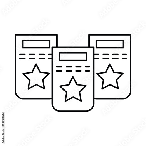 Rating feedback evaluation form document icon set vector illustration for customer review survey service report testimonial quality satisfaction approval checklist inspection.