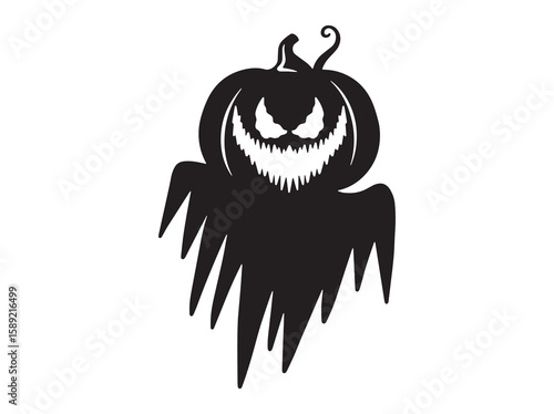 black halloween pumpkin ghost silhouette clip art preview