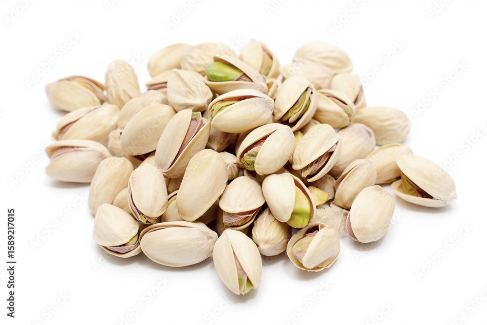Heap of tasty pistachio nuts isolated on white Heap of tasty pistachio nuts isolated on white
