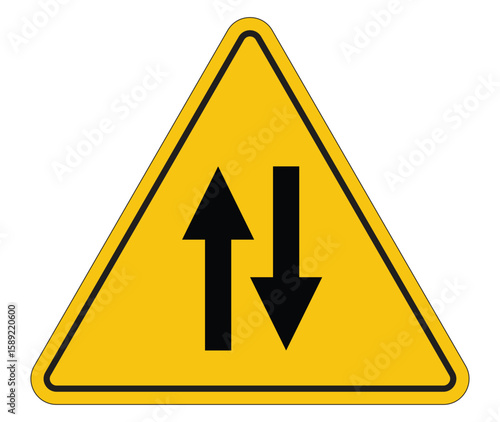 Caution Sign Indicating Two-Way Traffic with Arrows on Yellow Background Free Download Caution Sign Indicating Two-Way Traffic with Arrows on Yellow Background - GFXLoad