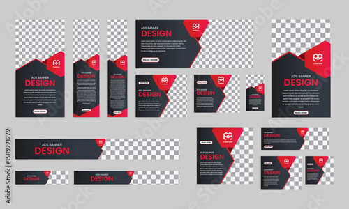 business advertising web banners design template set layout. promotional banner ads
