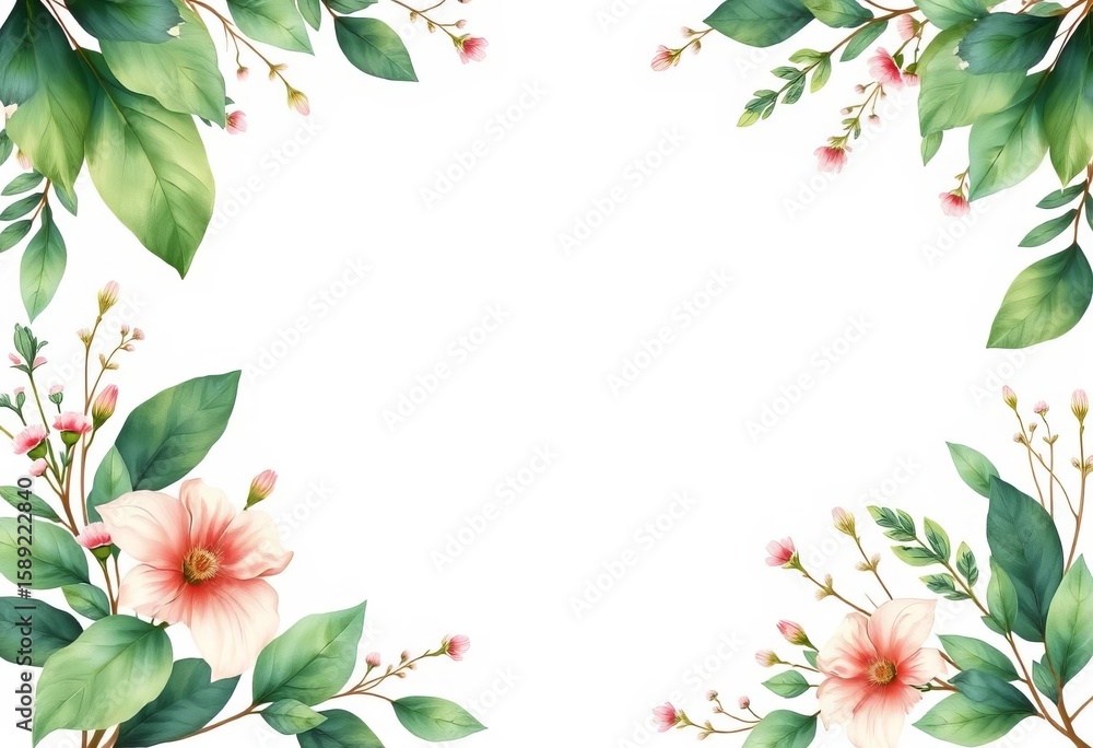 Fototapeta premium Elegant watercolor foliage wedding invitation templates with lush greenery and delicate floral details, stationery, wedding invitation