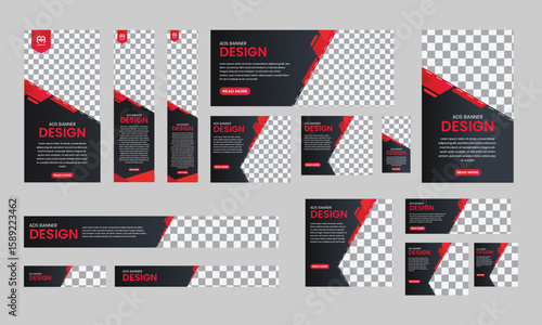 business advertising web banners design template set layout. promotional banner ads