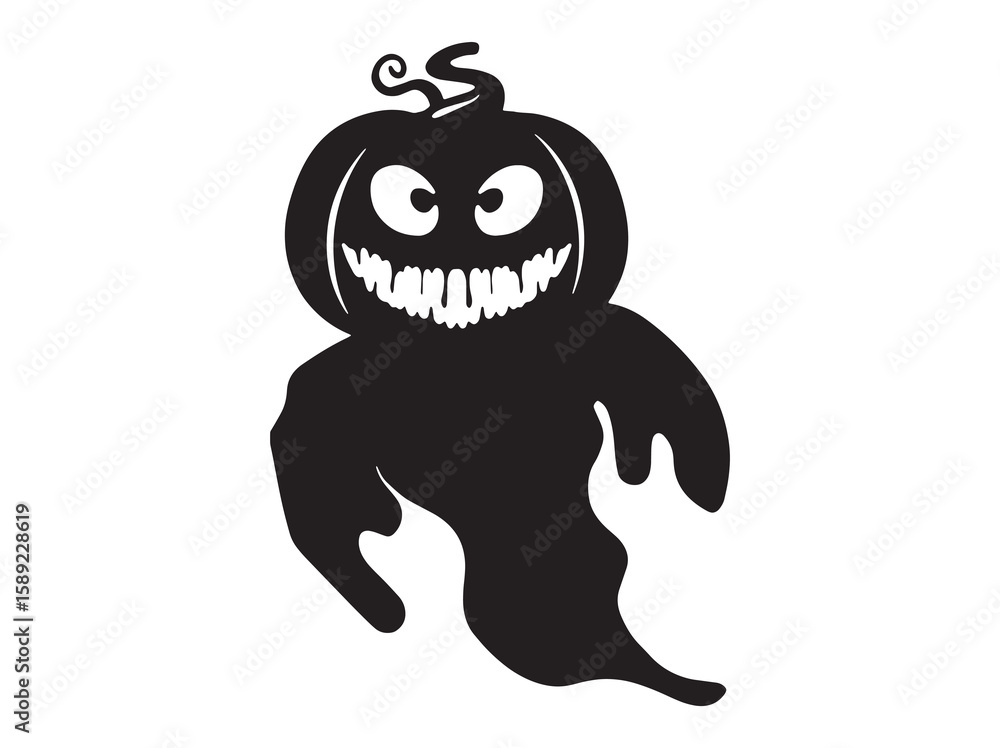 Fototapeta premium Halloween Ghost Pumpkin Black and White