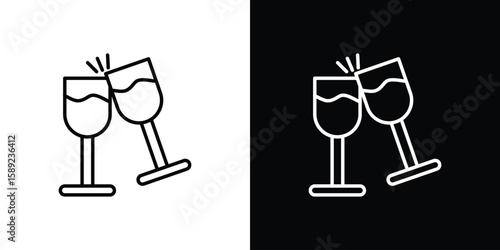 Wine toast icon website stock illustration. stroke symbols