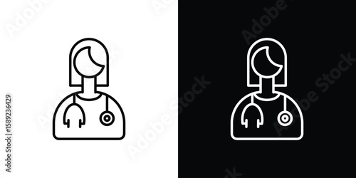 Woman Doctor icon website stock illustration. stroke symbols