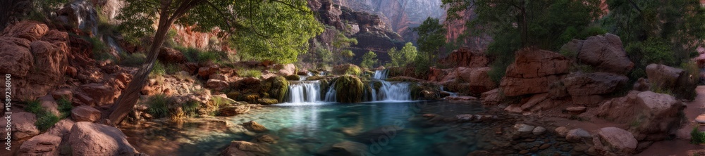 Breathtaking waterfall adventure grand canyon hdr panoramic 360 degrees nature view Breathtaking waterfall adventure grand canyon hdr panoramic 360 degrees nature view