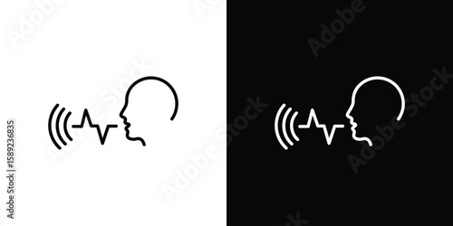 Voice control icon website stock illustration. stroke symbols