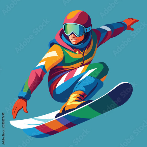 Dynamic snowboarders catch air and carve through fresh snow on a vibrant winter mountain, showcasing extreme fun and speed