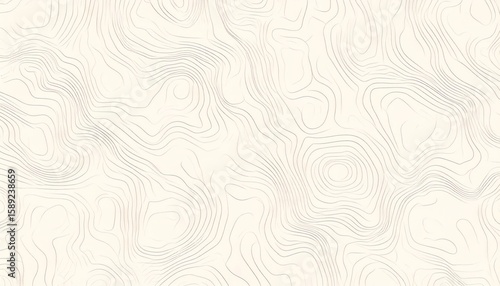 Minimalist Elevation Map Design Featuring Light Lines Dots and Geometric Patterns on a Cream Colored Surface