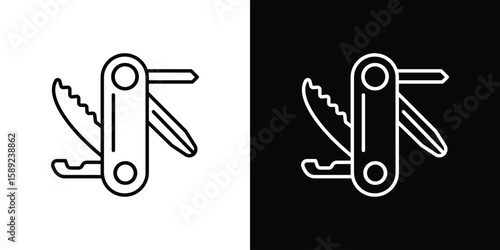 Swiss Knife icon website stock illustration. stroke symbols