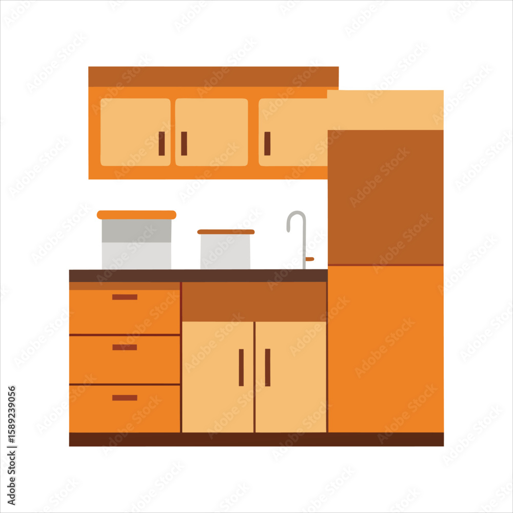 Fototapeta premium Home Kitchen Furniture and Interior Vector Icon