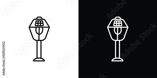 Solar Garden Light lamp icon website stock illustration. stroke symbols