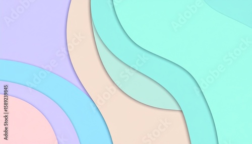 Minimalist Paper Cut 3D Design With Pastel Hues and Layered Curved Shapes