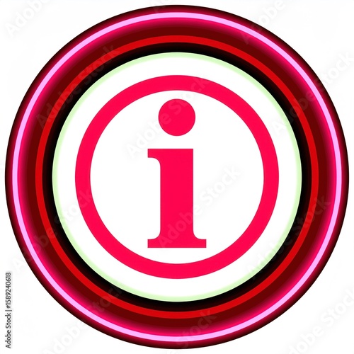 Minimalist Red And White Information Icon With Halo Glow Against A White Background