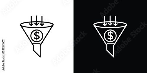Sales funnel icon website stock illustration. stroke symbols