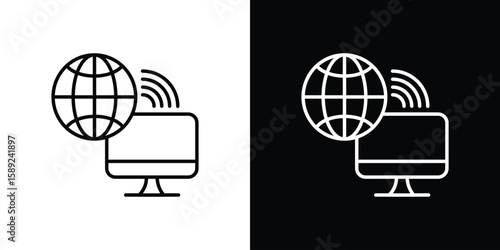 Remote Access icon website stock illustration. stroke symbols