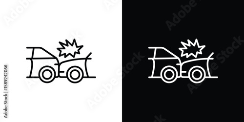 Rear end collision icon website stock illustration. stroke symbols