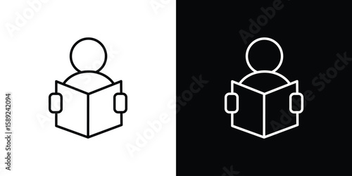 Reading icon website stock illustration. stroke symbols