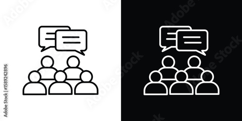 Public opinion icon website stock illustration. stroke symbols