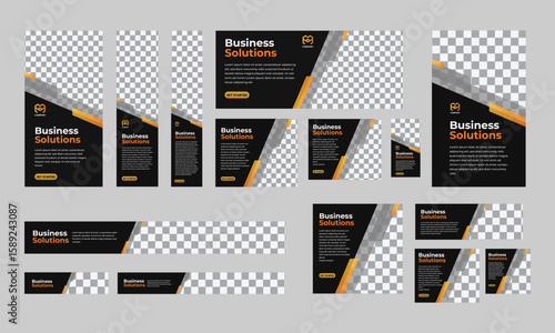 set of modern business web banners of standard size with a place for photos set banners template.