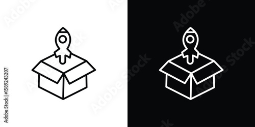 Product release icon website stock illustration. stroke symbols