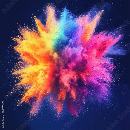 Vivid Explosion of Color Created by Powder and Sphere on Dark Background at N...