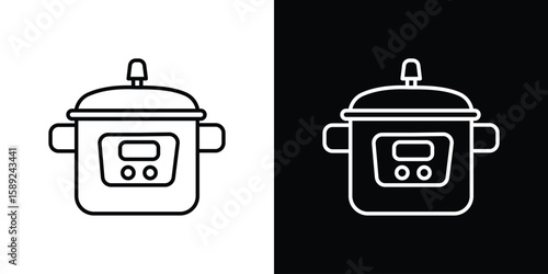 pressure cooker icon website stock illustration. stroke symbols