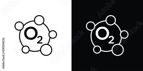 Oxygen O2 icon website stock illustration. stroke symbols