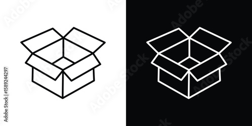 Open box icon website stock illustration. stroke symbols