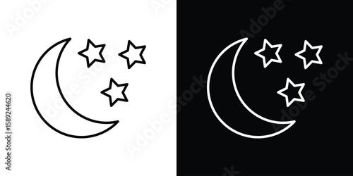 Moon and star icon website stock illustration. stroke symbols