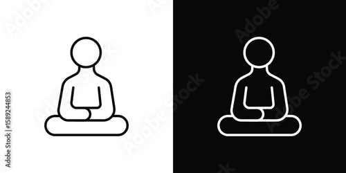 Meditating icon website stock illustration. stroke symbols