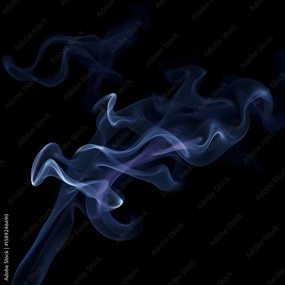 Fototapeta premium Abstract Blue Smoke Trails on Black Background