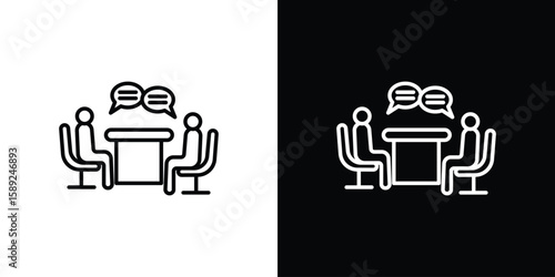 Job interview icon website stock illustration. stroke symbols