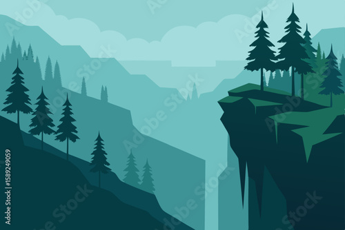 foggy cliffside forest with towering redwoods 