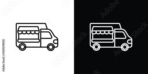 Food truck icon website stock illustration. stroke symbols