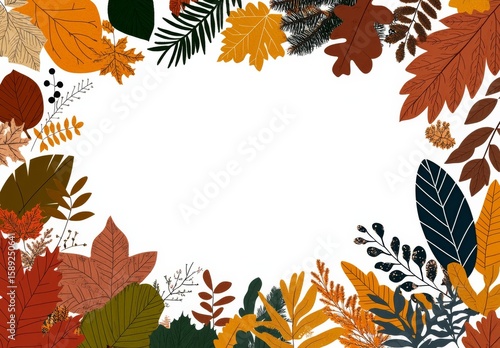 Autumn Leaves in Vibrant Colors Frame a Blank Space for Seasonal Designs and ...