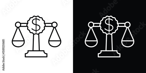 Economies of scale icon website stock illustration. stroke symbols