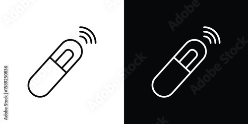 Dog microchip icon website stock illustration. stroke symbols