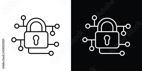 Digital key icon website stock illustration. stroke symbols