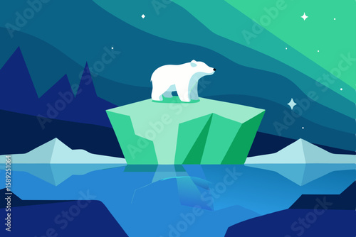 iceberg and polar bear in arctic ocean under 