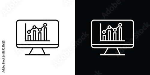Data Analysing icon website stock illustration. stroke symbols
