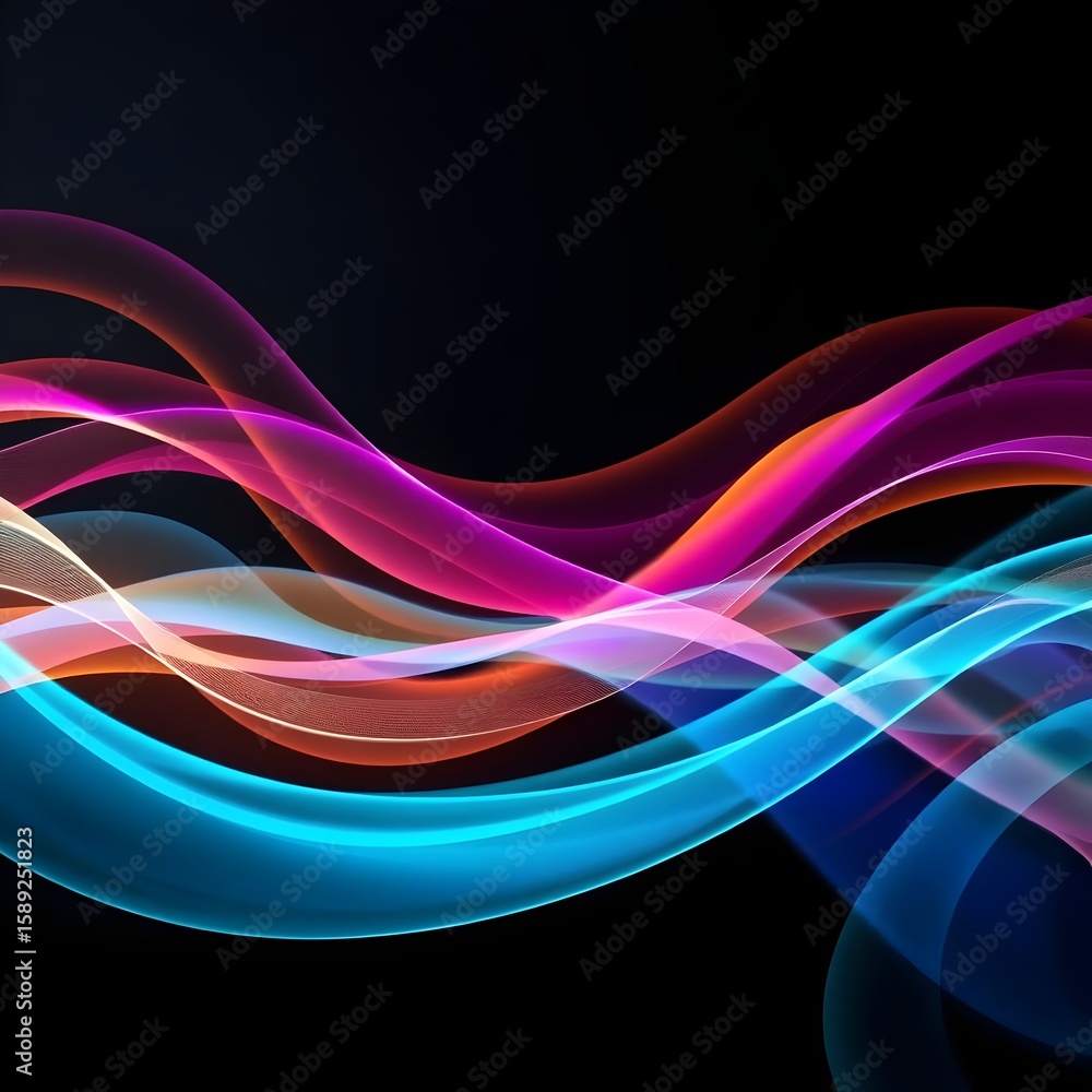 Fototapeta premium Vibrant Neon Ribbons | Modern Digital Art Background