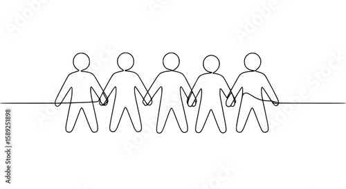 People holding hands in a line representing unity and peace  